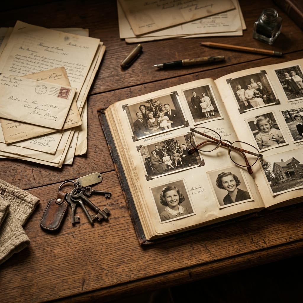 Documentos e chaves sobre mesa — organizando o patrimônio familiar