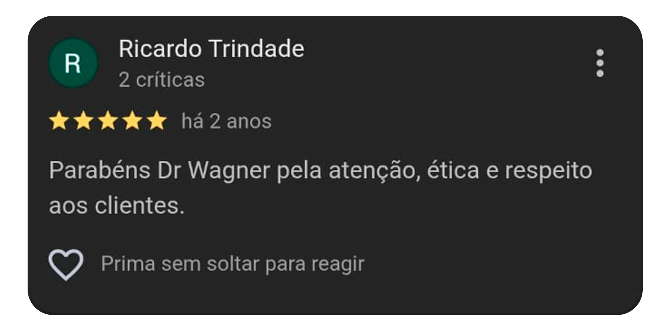 Depoimento de cliente no Google - avaliação 3