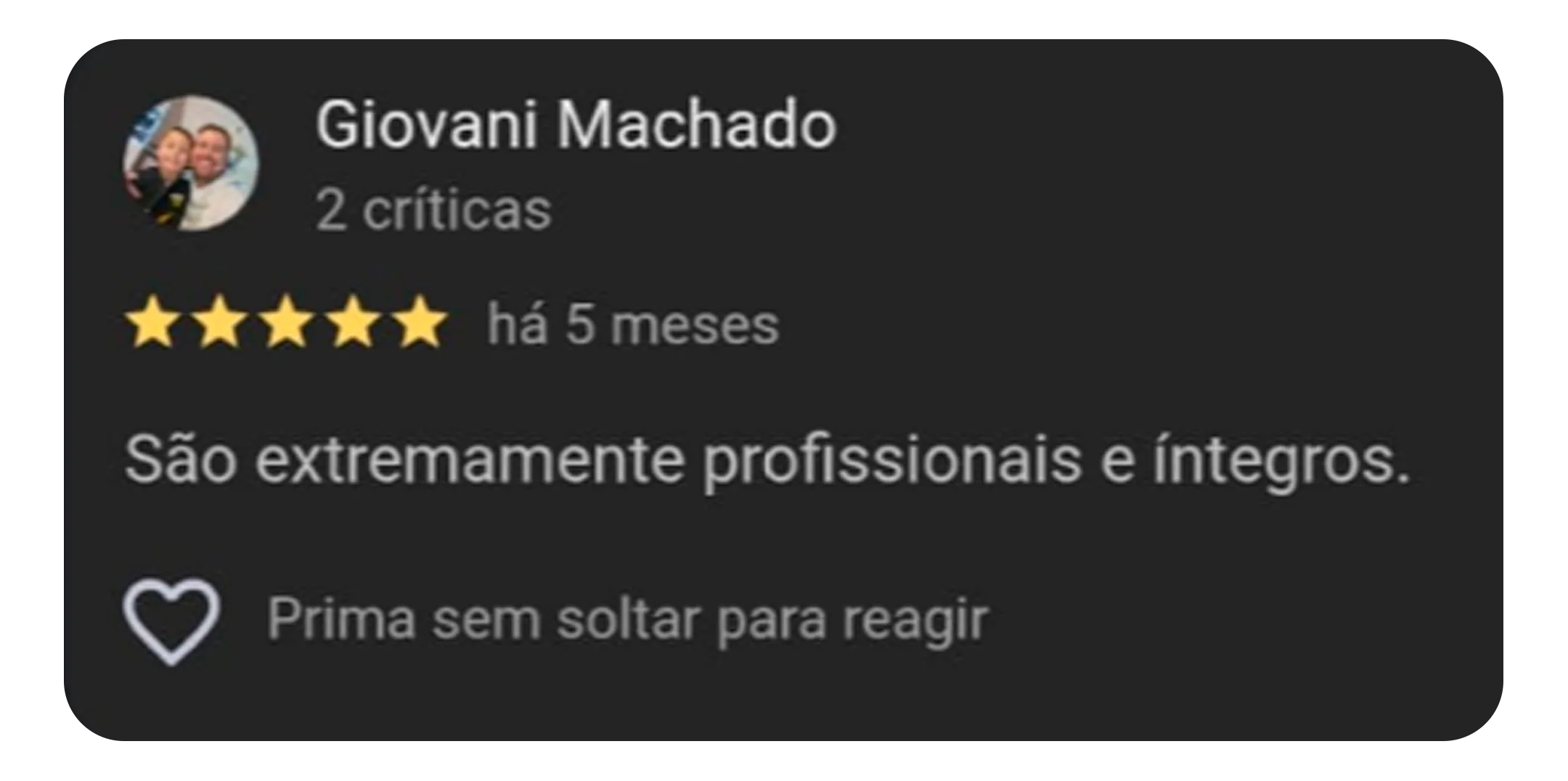 Depoimento de cliente no Google - avaliação 4