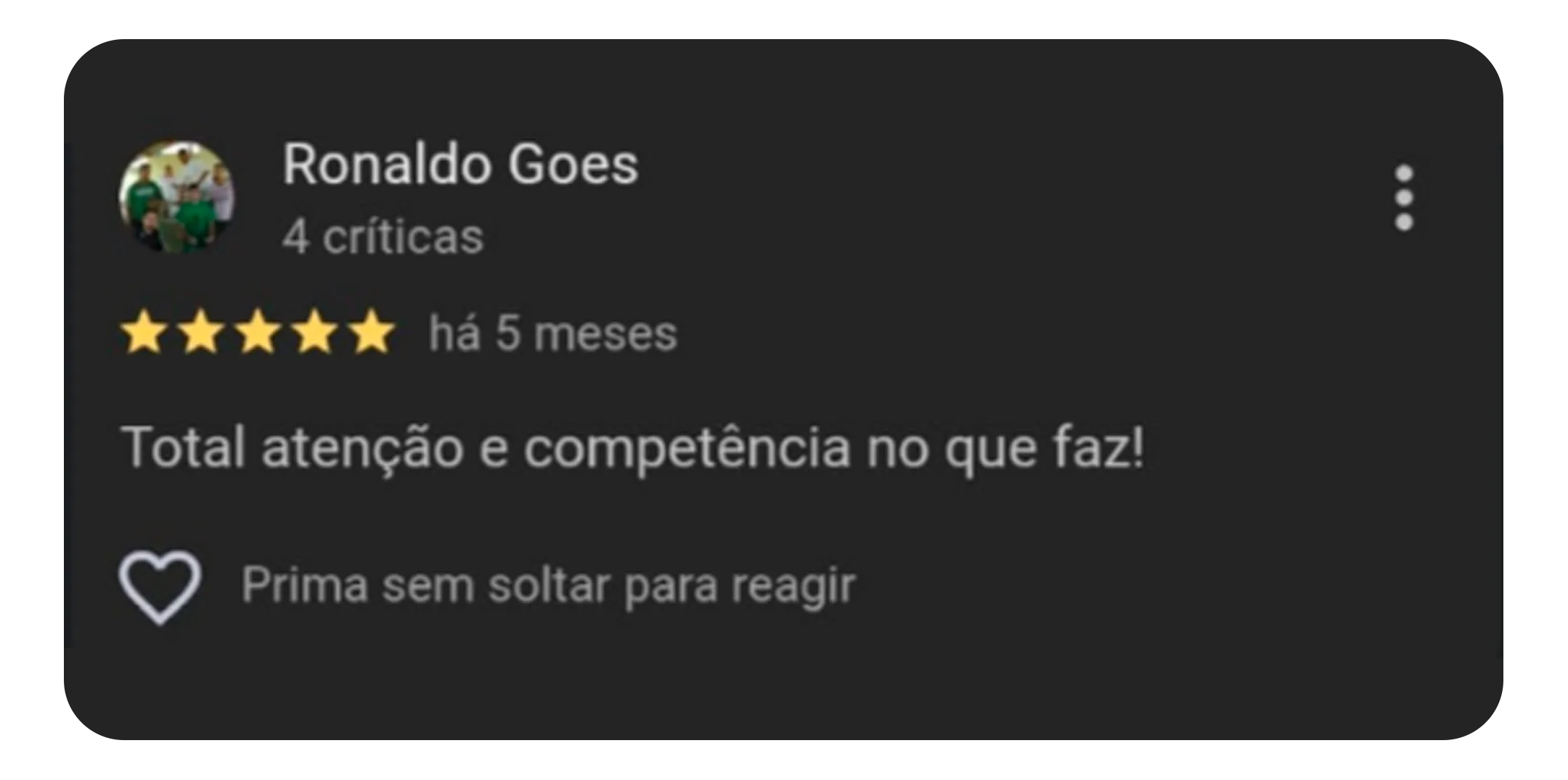 Depoimento de cliente no Google - avaliação 6
